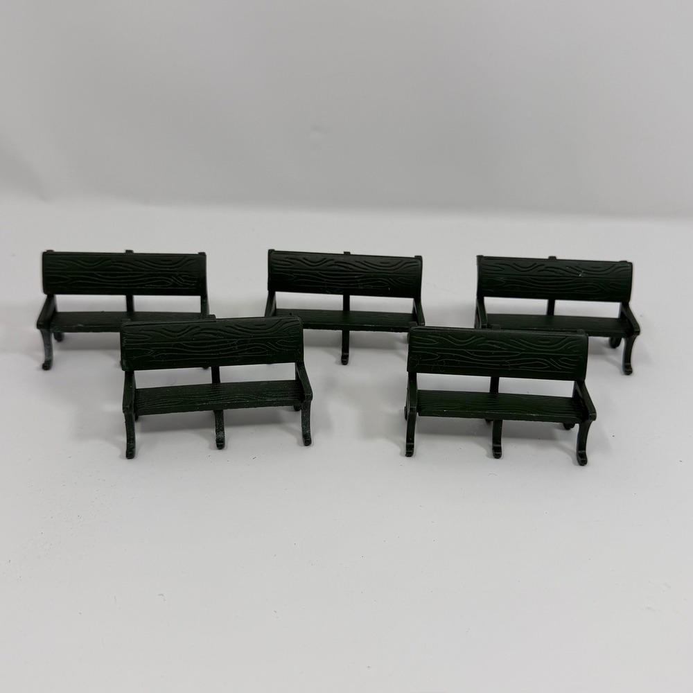 Miniature Park Benches Set of 5 Dark Green Dollhouse Diorama‎ Accessories